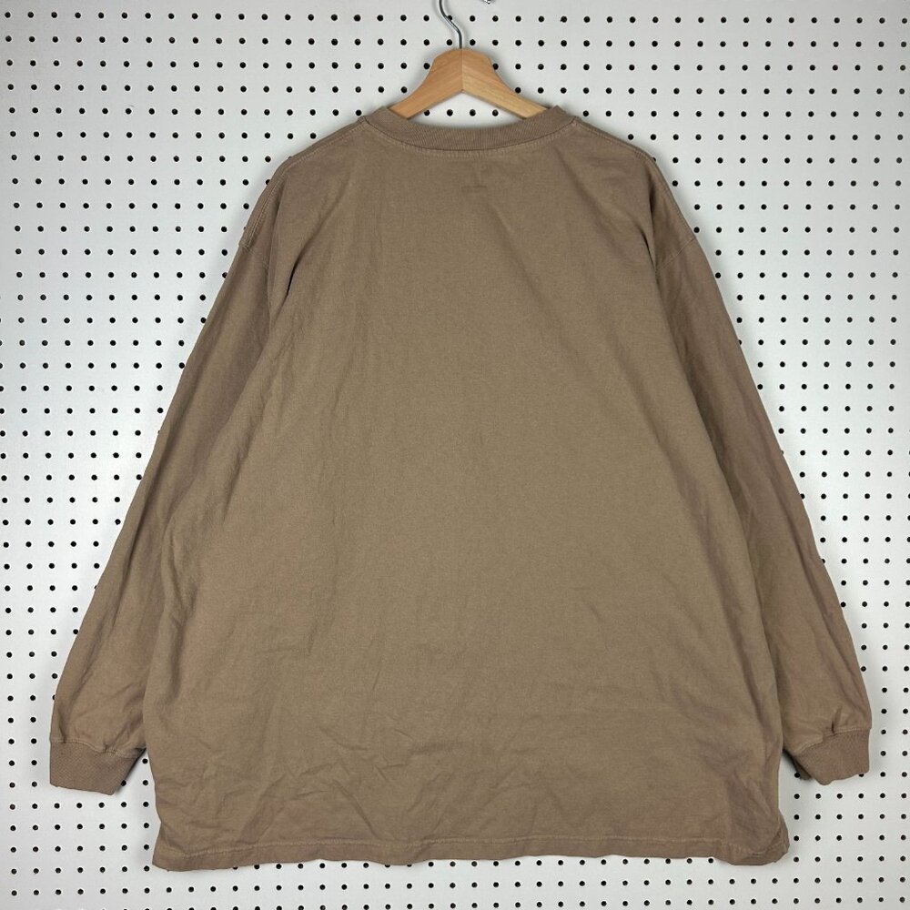Carhartt Henley Long Sleeve T Shirt‎ Men 4XL Tan Brown Pocket Work Wear Dearborn - Picture 4 of 7